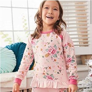 Matilda Jane Pink Floral Ruffle-Hem Cold Outside sweatshirt & sweatpants girls 6